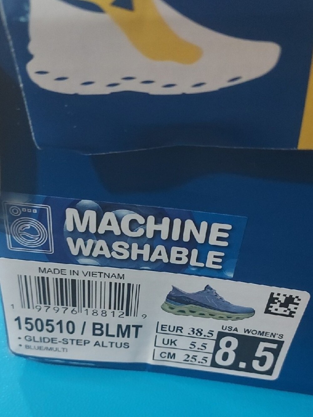 Skechers Light Blue Mesh Athletic Sneakers with Lime Accent - Picture 3 of 4